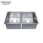 304 Stainless Steel Handmade Square Hole Double Bowl American Style Undermount Kitchen Sink