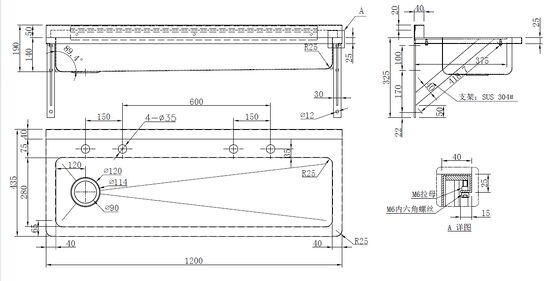 Customized Size Wall Mounted Commercial Long Sink Ss304 Stainless Steel Wash Trough For School Public Industrial Outdoor Use Hand Washing