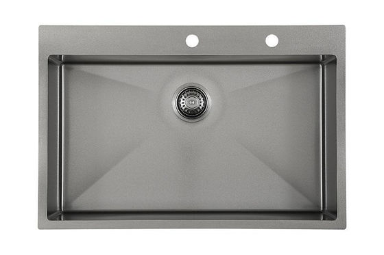 16 Guage SS Kitchen Sink Pvd Nano Over The Counter Top Matte Black