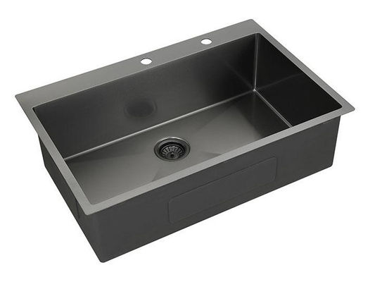 16 Guage SS Kitchen Sink Pvd Nano Over The Counter Top Matte Black