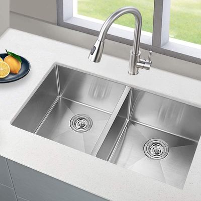 Hot Selling Stainless Steel 50/50 Double Bowl Kitchen Sinks manufacturer United States Standard Counter Sink Basin Lavabo De Cuisine