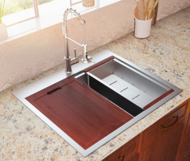 Luxury Modern Top mount Black 304 Stainless Steel Sink 1.2/1.5mm thick Handmade Ledge Kitchen Sink brushed finish Undermount Workstation Sinks With Accessories
