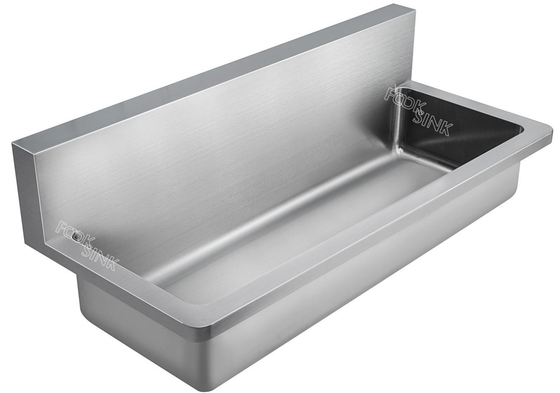 Fabriek Muur gemonteerd Hang Single Wasch Trough Basin Utility roestvrij staal 304 Met Splash Back