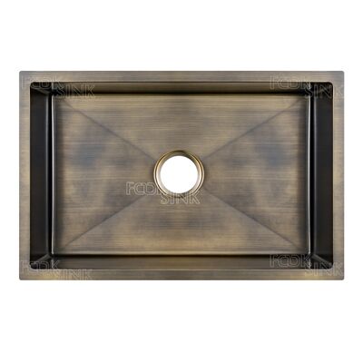 Antieke Messing Luxe Vintage Gold Keuken Koelbakken 304 Roestvrij staal Single Bowl PVD Afwerking Onderberg Bassin voor Rustieke Boerderij Bronzen Keuken Koelbak voor Appartement