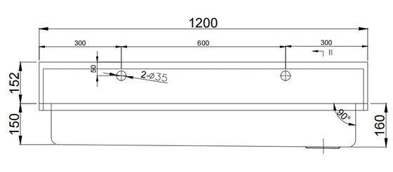 Factory Production Direct Price Public Sink Brushed Large Outdoor 304 Stainless Steel Sinks Kitchen Custom Size Commercial Stainless Steel 1200mm Long Hand Washing Trough