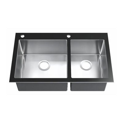 Household Rectangular Kitchen Sink With Drainboard Double Bowl Style