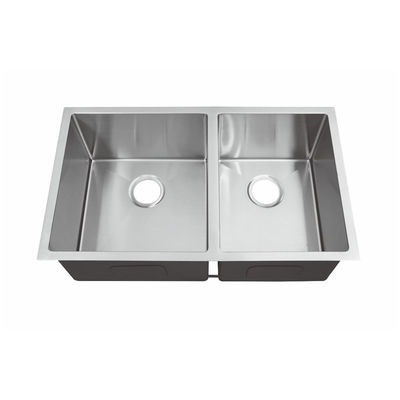 32"Lx19"W Double Basin Farmhouse Sink , Rectangular Stainless Steel Undermount Sink